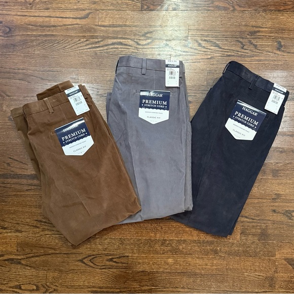 Lot of 3 Haggar Premium Stretch Corduroy Classic Fit...
